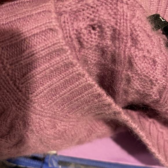 100% Cashmere Theory Super Soft Purple Cable Knit Sweater Petite P/TP - Picture 10 of 10
